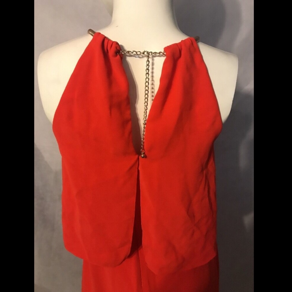 NEW Adrianna Papell High Low Popover Crepe Dress in Fire Orange [SZ 4‎ ] - Picture 6 of 8